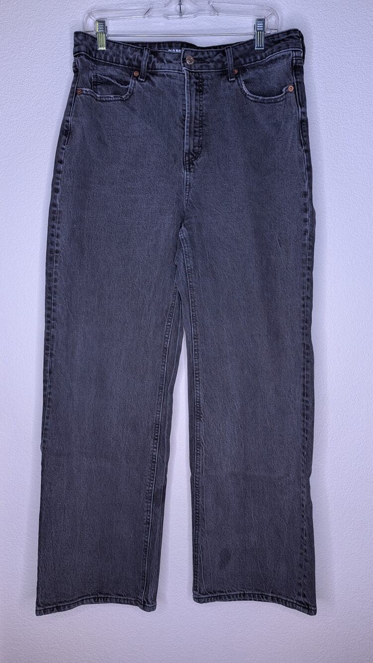 Old Navy Sky-Hi Wide Leg Extra High Rise Leg Black Jeans 14 Casual *READ